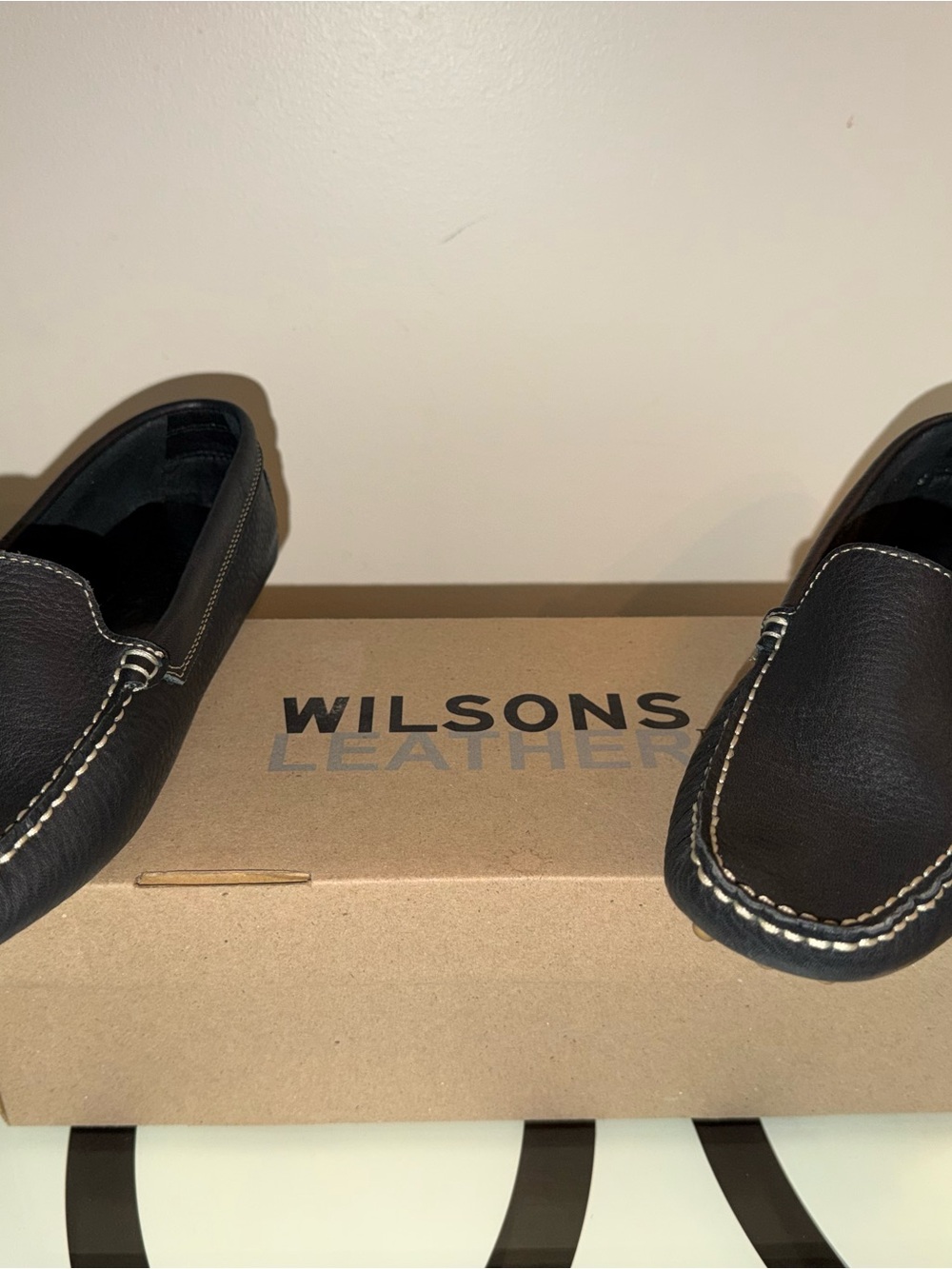 Wilsons Leather Black Leather Slip-On Moccasin Loafers